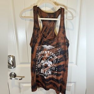 Women’s XL Johnny Cash Custom Bleach Dye Racer Back Tank Top